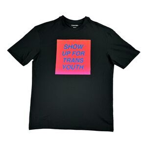 Calvin Klein Mens Relaxed Pride Show Up Graphic Short Sleeve T-Shirt Black XS